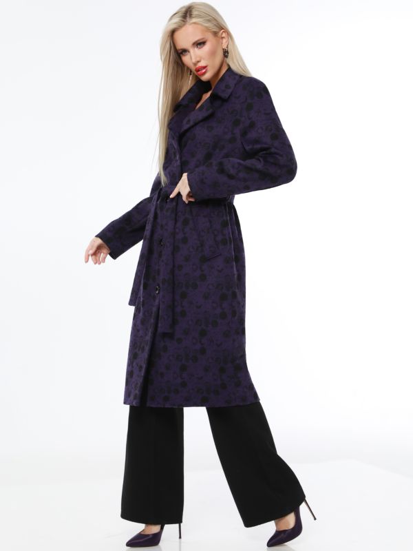 Purple demi coat with belt