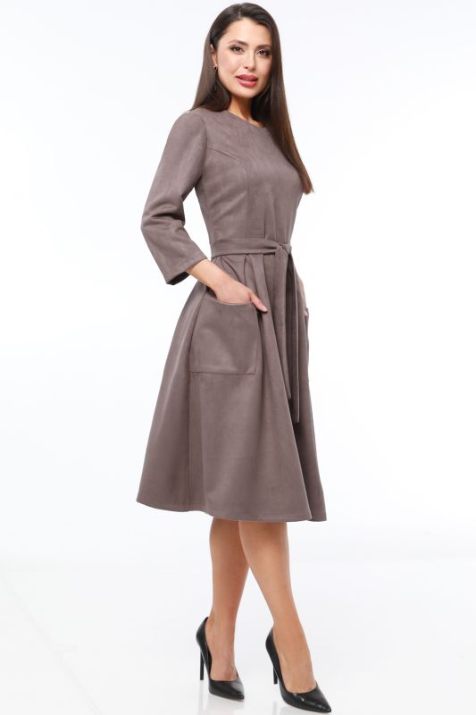 Brown Suede Dress with Belt