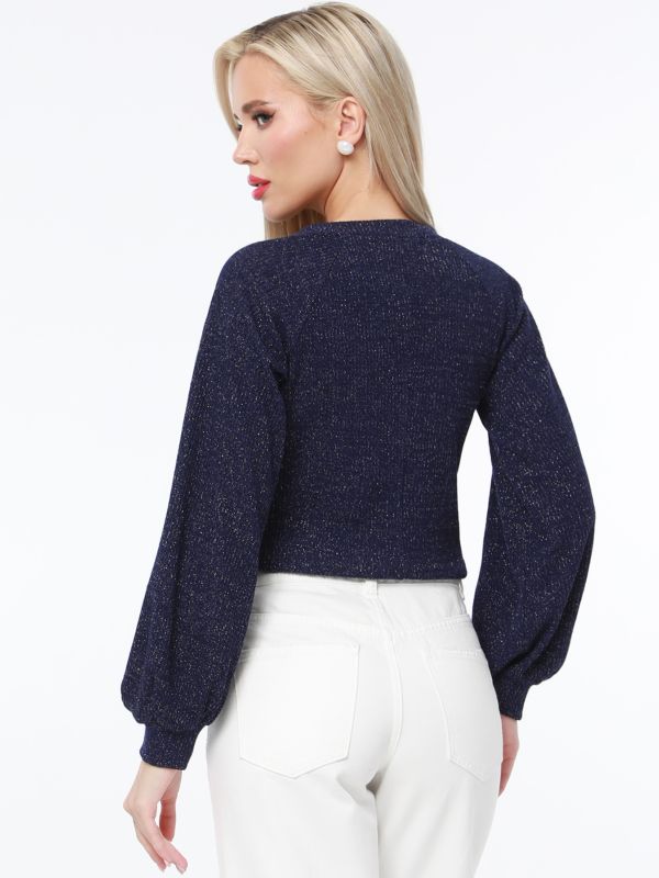 Dark blue sweater with puffed sleeves