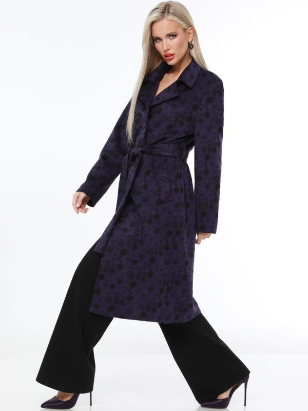 Purple demi coat with belt