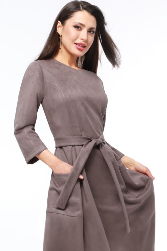 Brown Suede Dress with Belt