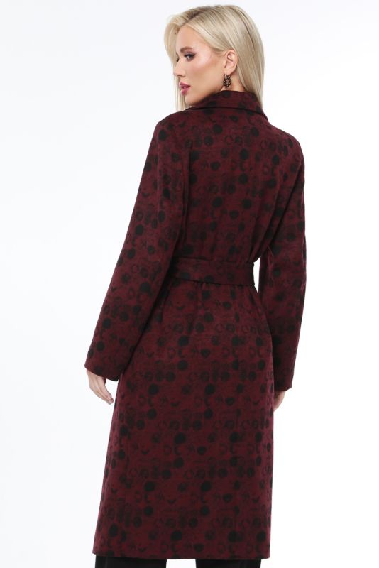 Demi-seasonal burgundy coat with waistband