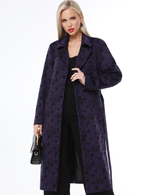 Purple demi coat with belt