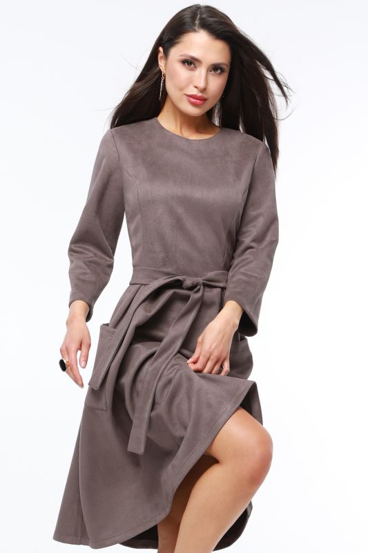 Brown Suede Dress with Belt