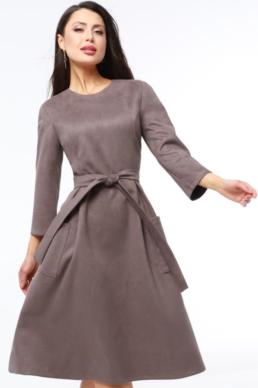 Brown Suede Dress with Belt