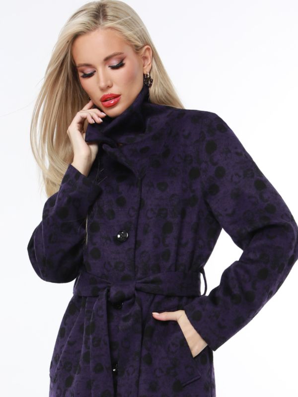 Purple demi coat with belt