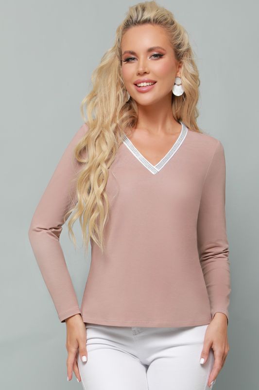 Peach blouse with triangle neckline