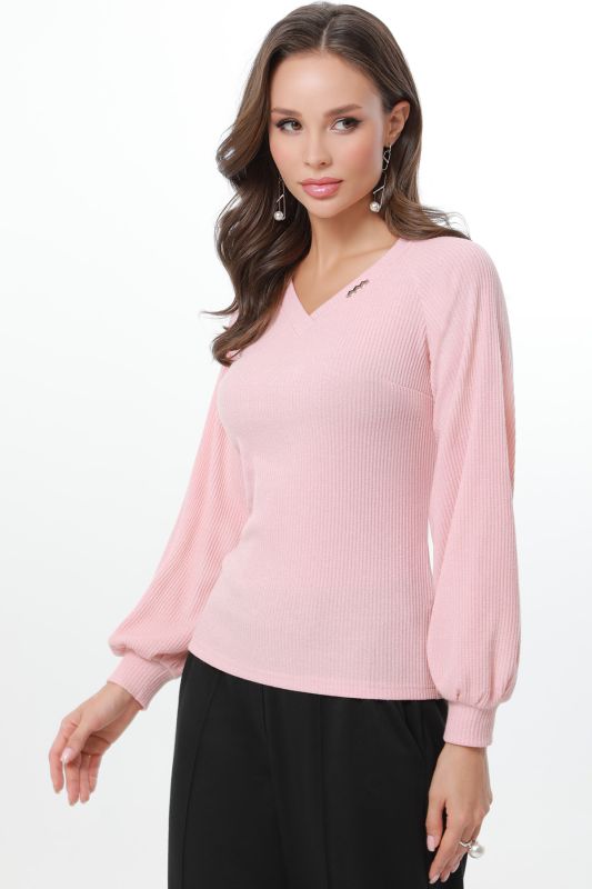 Peach sweater with puffed sleeves