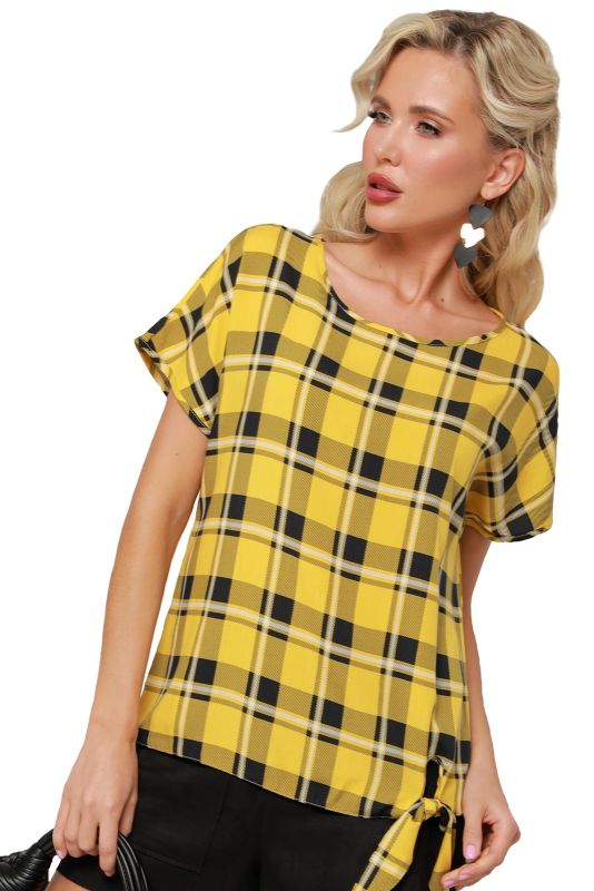 Black and yellow checkered blouse