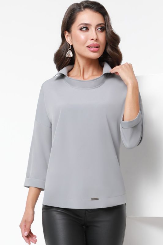 Blouse gray with unusual collar