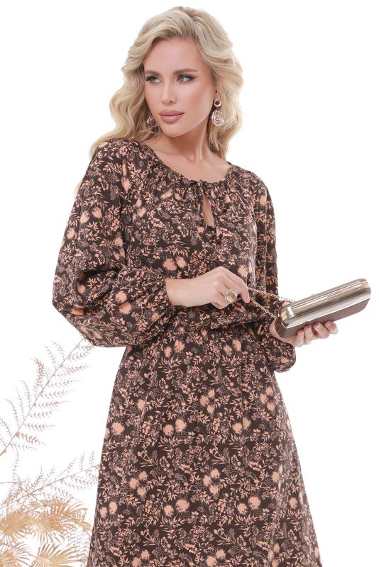 Brown dress with puffed sleeve