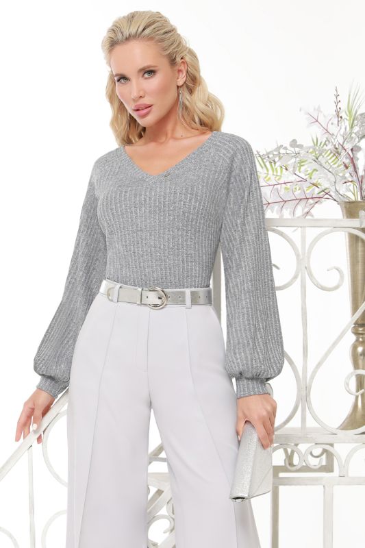 Sweater gray with puffed sleeves