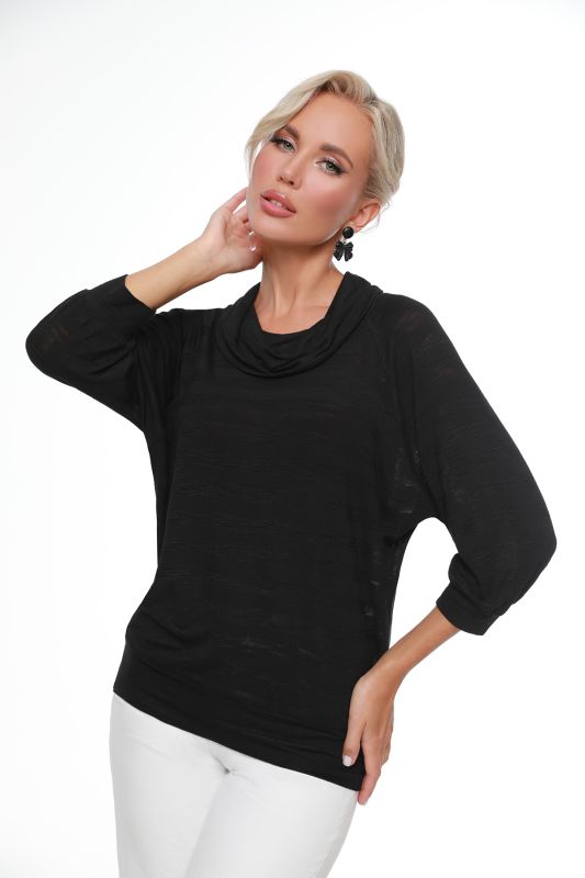 Black batwing knit blouse