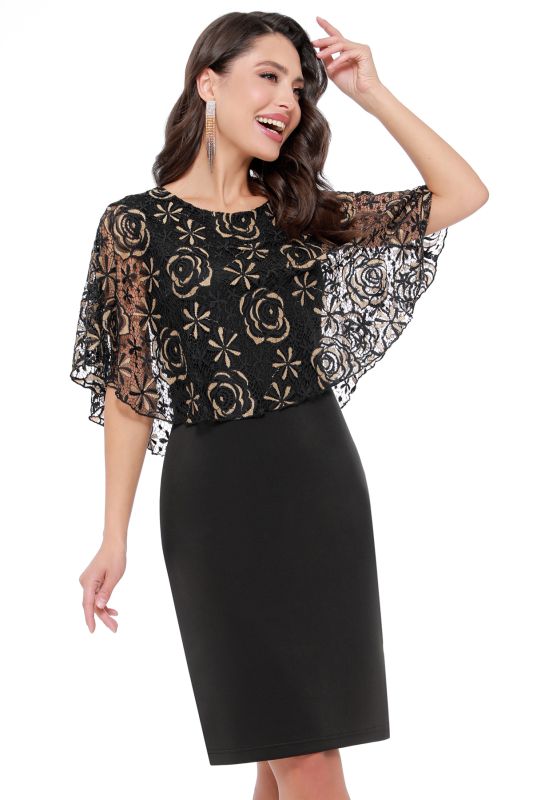 Black cocktail dress with pelerina