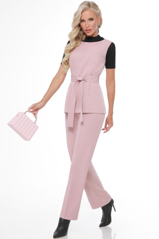 Pink pantsuit with belt