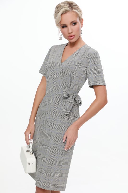 Asymmetric plaid dress