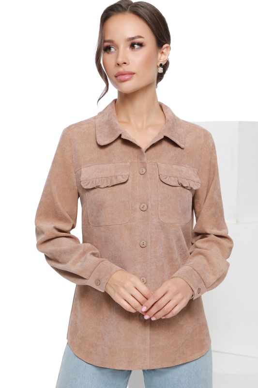 Microvelvet shirt with pockets