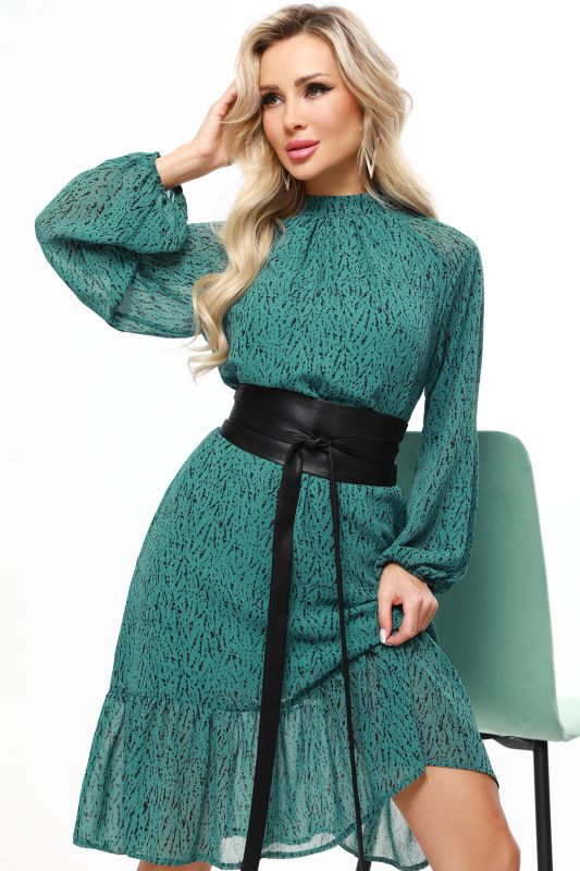 Long sleeve chiffon dress with lining