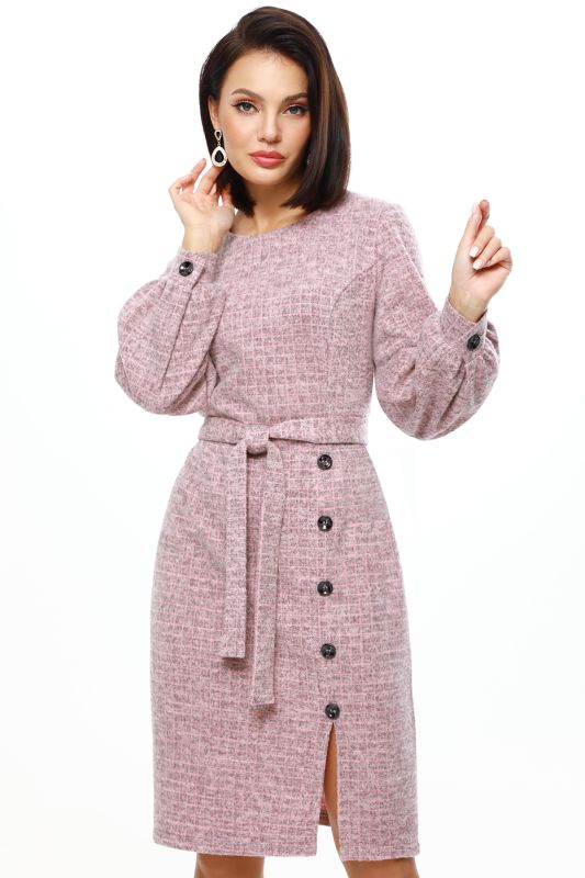 Pink knitted dress with belt