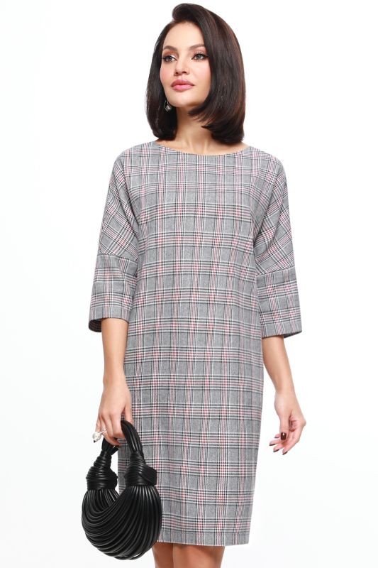 Plaid gray dress with side seam pockets