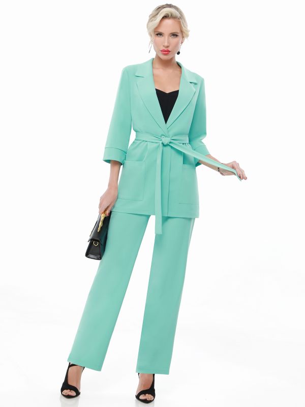 Mint pantsuit.