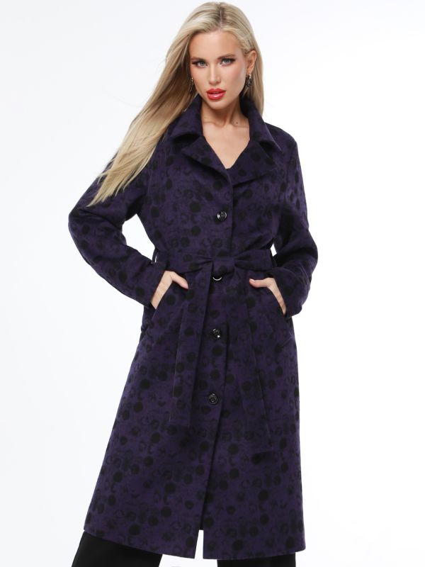 Purple demi coat with belt