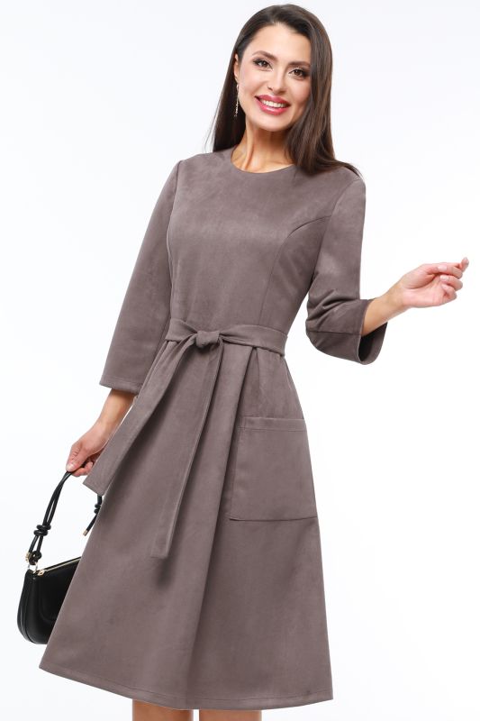 Brown Suede Dress with Belt