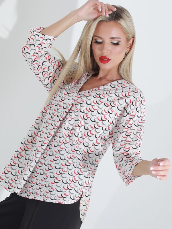 Printed blouse with a flap on the chest