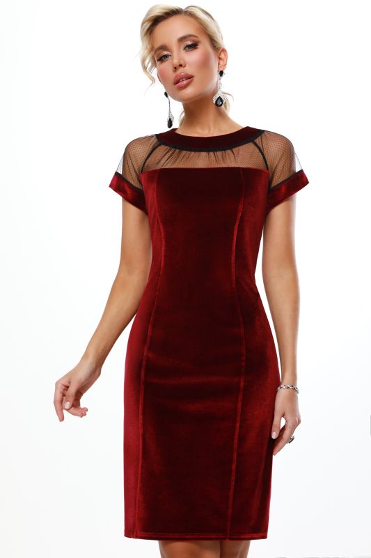 Velvet cocktail dress with mesh inset