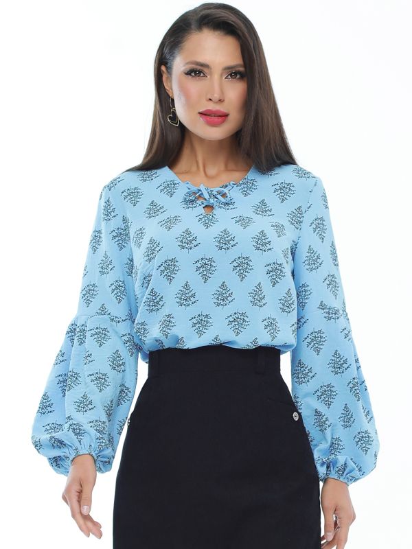 Blouse blue with print