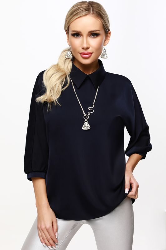 Dark blue blouse with buttons on the back