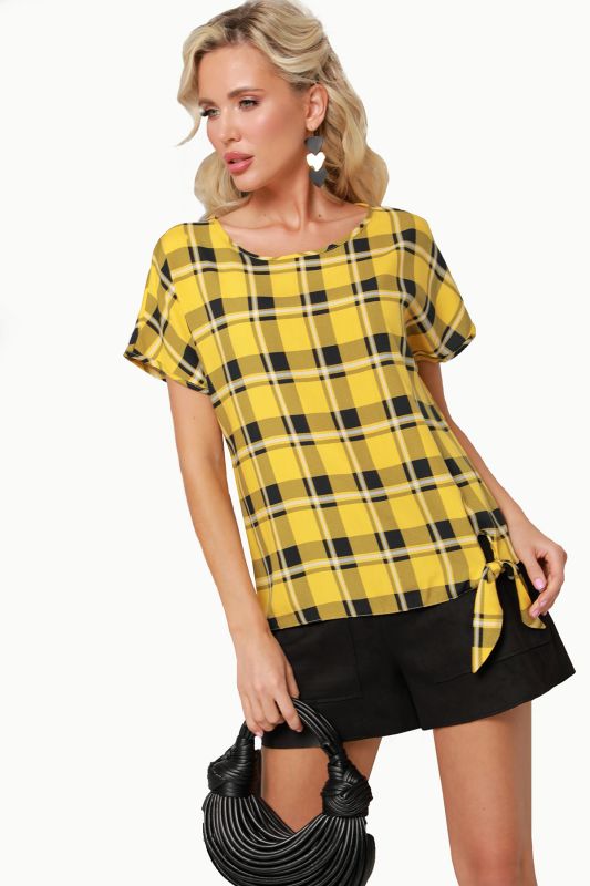 Black and yellow checkered blouse