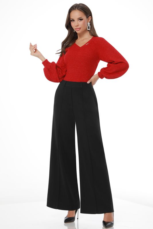 Red color sweater with puffed sleeves