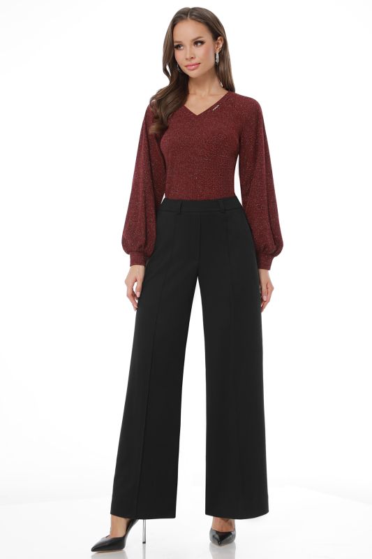 Burgundy sweater with puffed sleeves