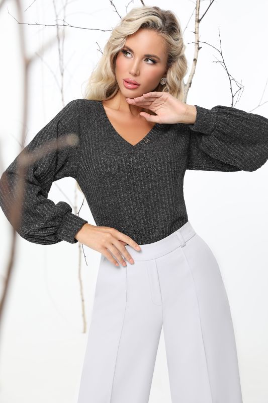 Black sweater with puffed sleeves