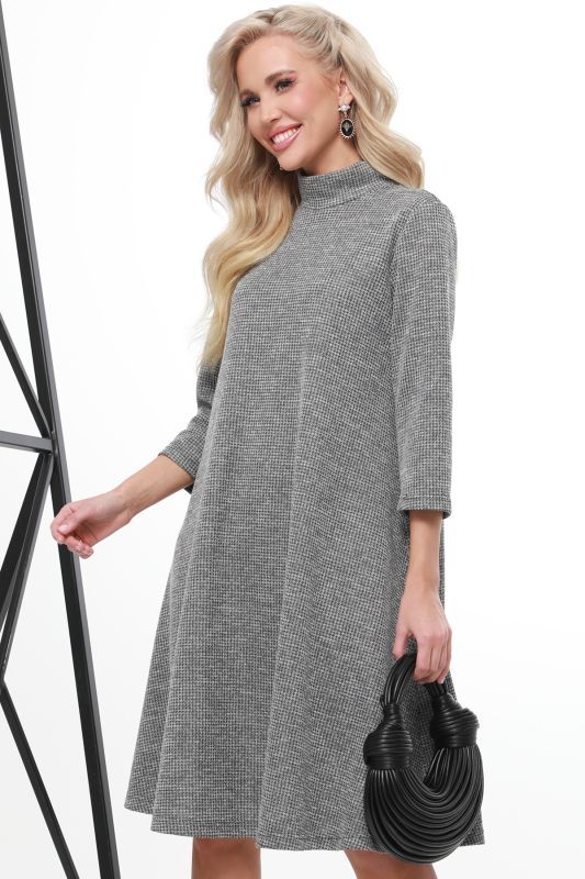 A-silhouette gray knitted dress