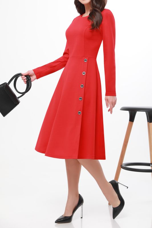 Red dress with decorative buttons