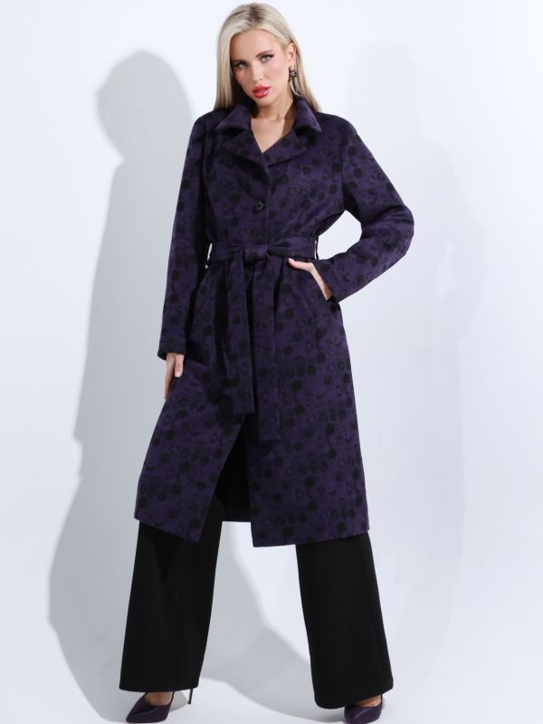 Purple demi coat with belt