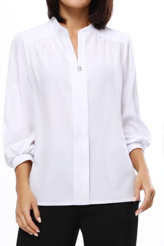 White blouse with stand-up collar