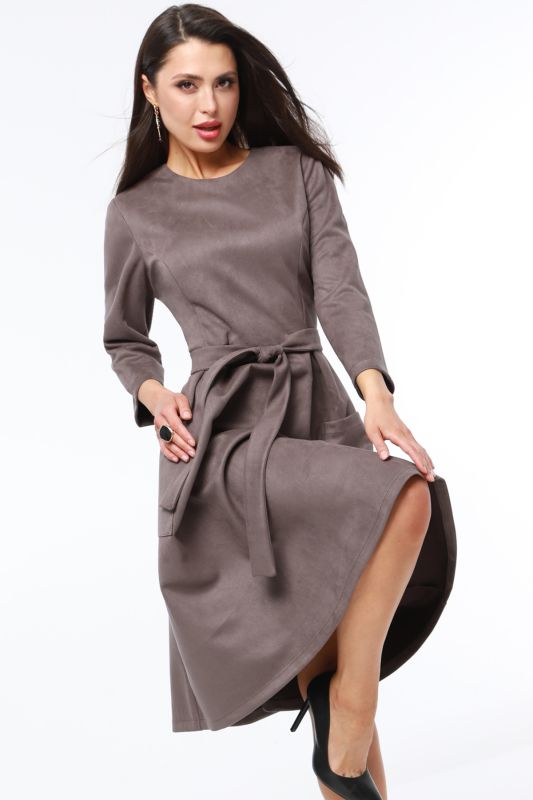 Brown Suede Dress with Belt