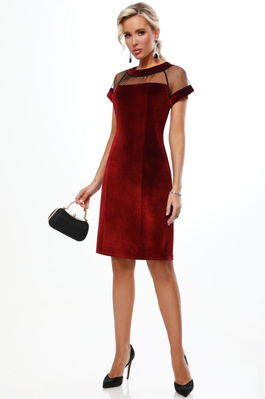 Velvet cocktail dress with mesh inset