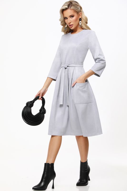 Light gray dress with patch pockets