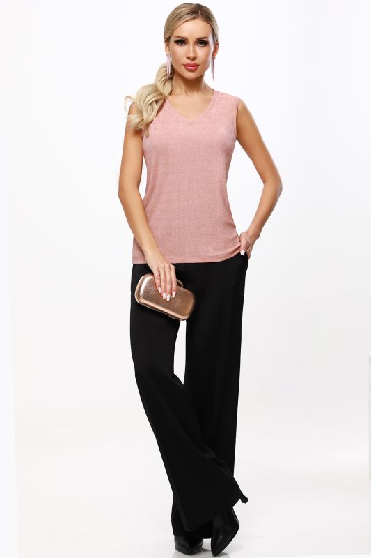 Lurex top, peachy pink.