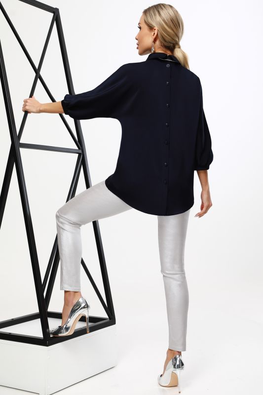 Dark blue blouse with buttons on the back