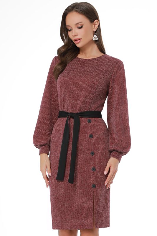 Maroon knitted dress with slit