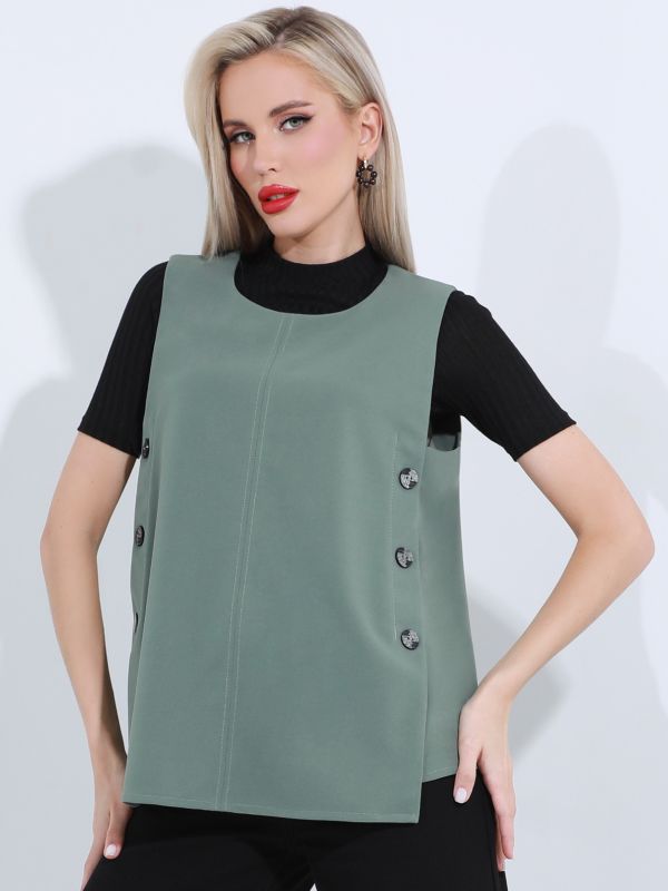 Vest with decorative buttons loose