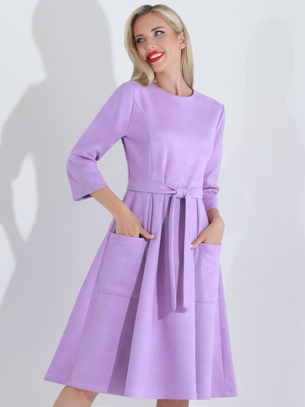 Lilac dress with patch pockets