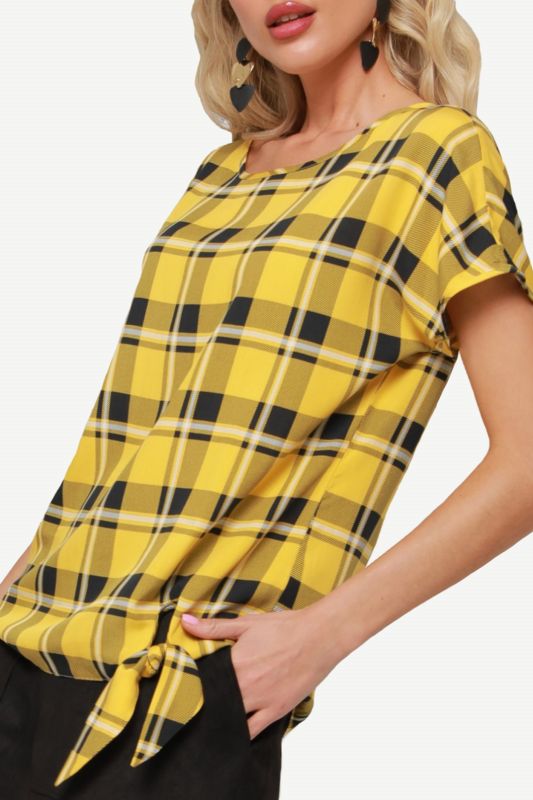 Black and yellow checkered blouse