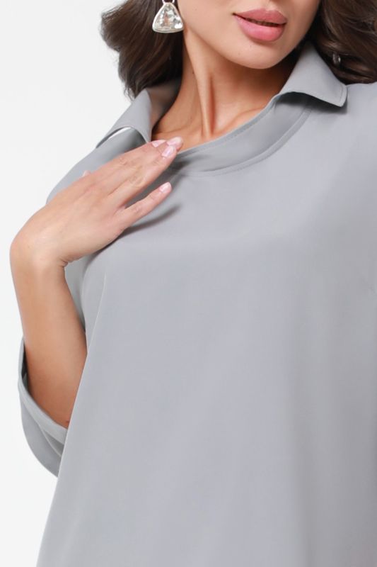 Blouse gray with unusual collar