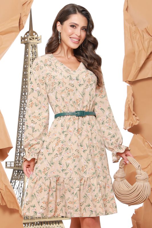 Beige dress with floral print